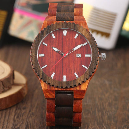 Wood quartz watch