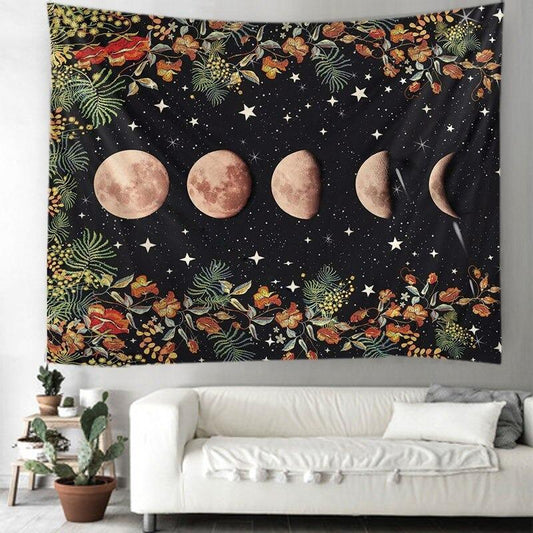 Printed Face Of The Moon Tapestry Multifunctional Tapestry Sitting Blanket Wall Hanging