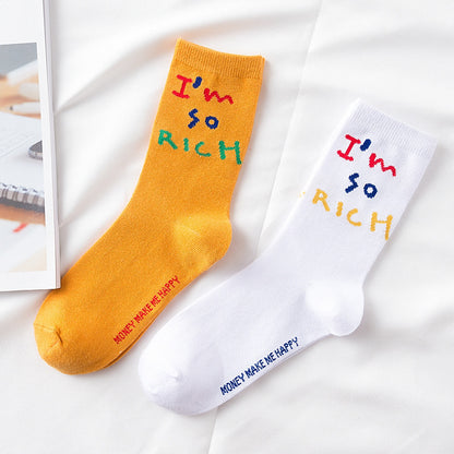 Trends socks female spring summer couples Harajuku tide section long socks creative European and American street letters ins socks