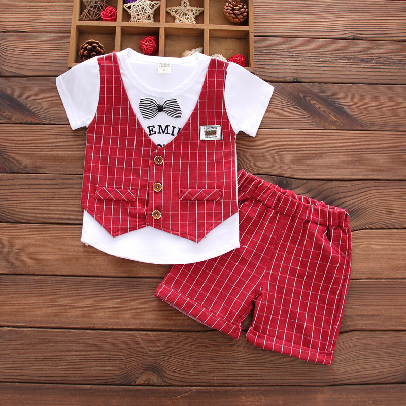 Two-piece baby boy short sleeve vest