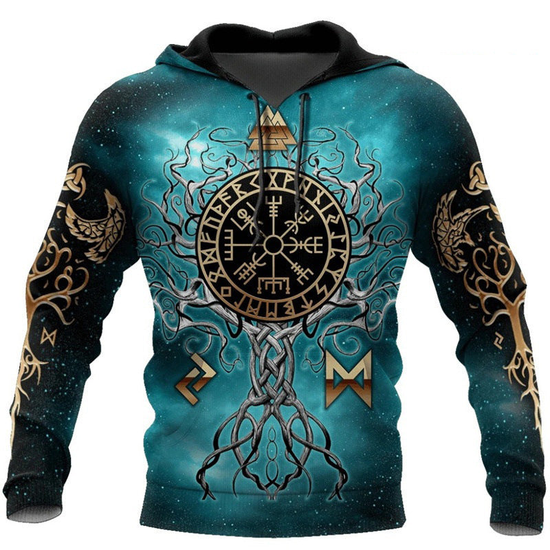 Printed Men's Casual Hooded Sweater