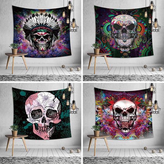 Skull Halloween digital print tapestry hung tablecloth beach towel