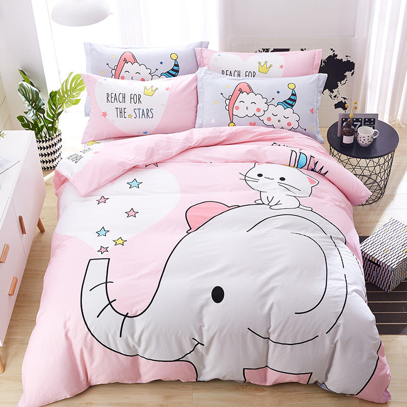 Cartoon four-piece cotton duvet cover