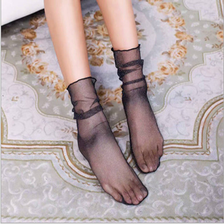 Thin Mid-calf Transparent Net Women's Breathable Lace Socks