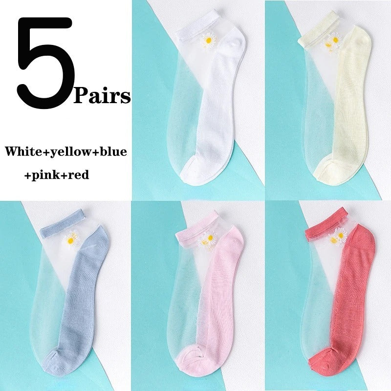 Women's Low-cut Liners Transparent Spun Glass Thin Socks