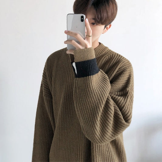 Winter Round Neck Sweater Men's Thick Section