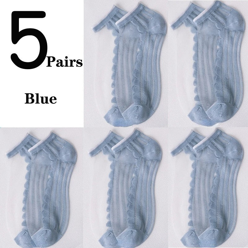 Women's Low-cut Liners Transparent Spun Glass Thin Socks