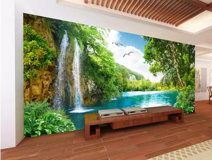 Wallpaper for walls 3 d for living room Landscape beautiful scenery waterfall landscape background