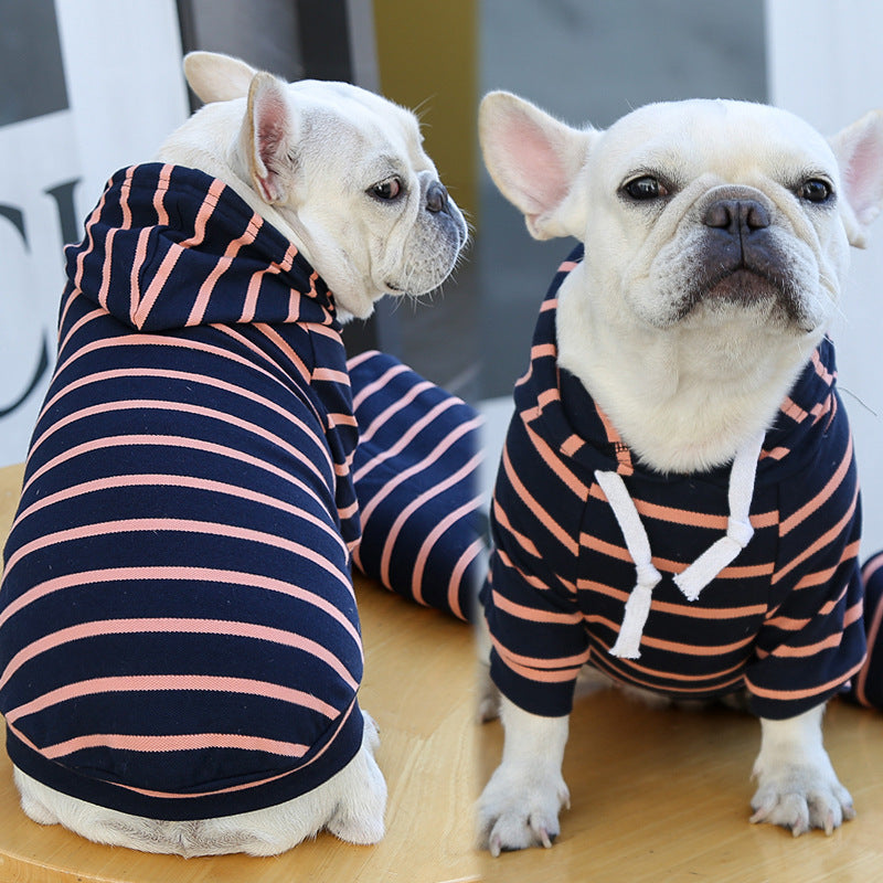 Pet Dog Cat Hoodie Striped Clothes