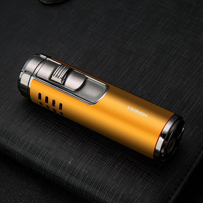 Cylindrical Metal Inflatable Four-straight Cigar Lighter