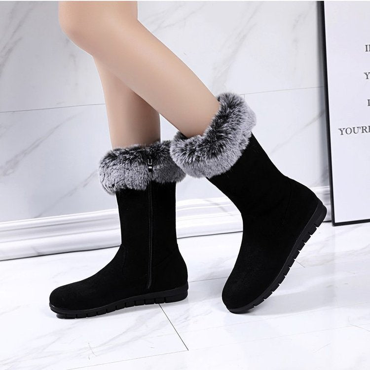 Women's snow boots suede low heel casual women's shoes