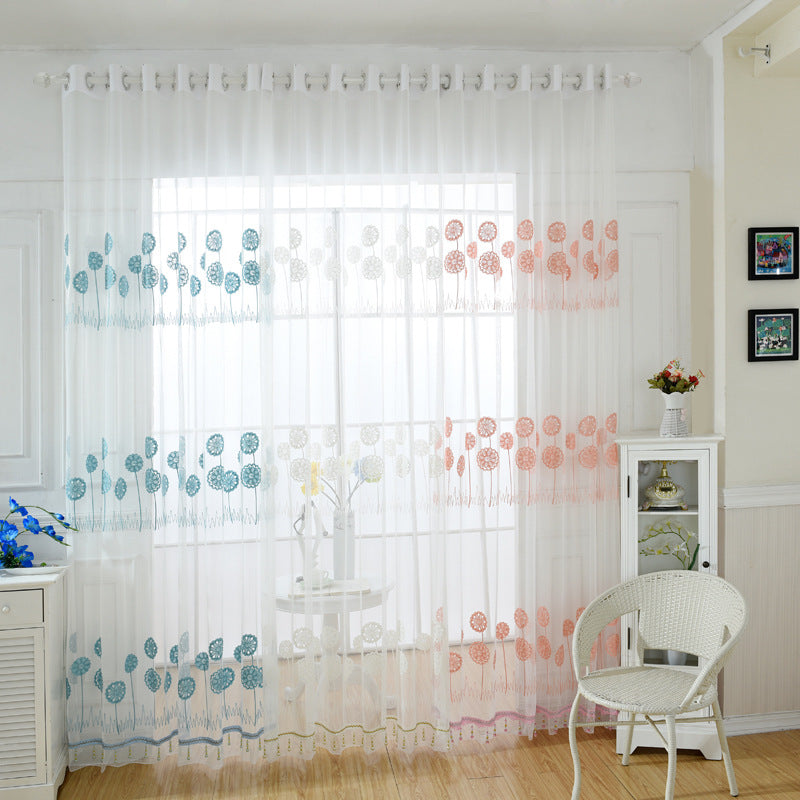 Towel embroidered mesh curtain