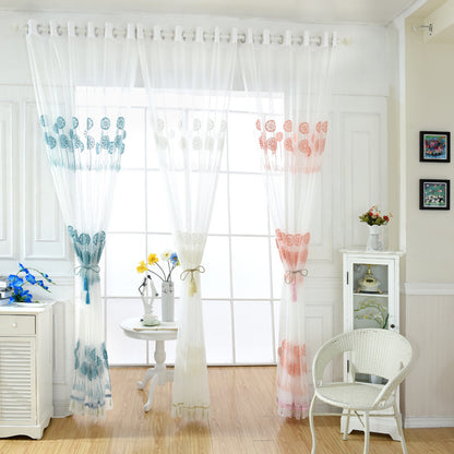 Towel embroidered mesh curtain