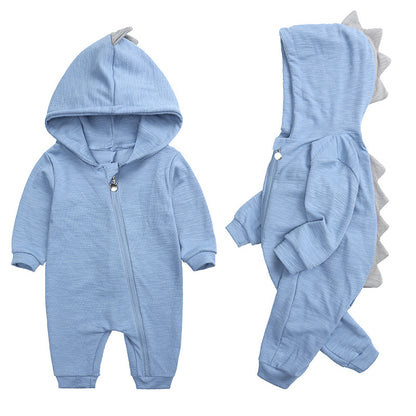 New Baby Long Sleeve Dinosaur Hooded Cotton Onesie