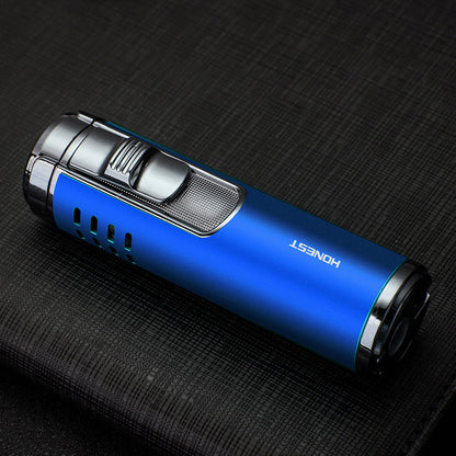 Cylindrical Metal Inflatable Four-straight Cigar Lighter