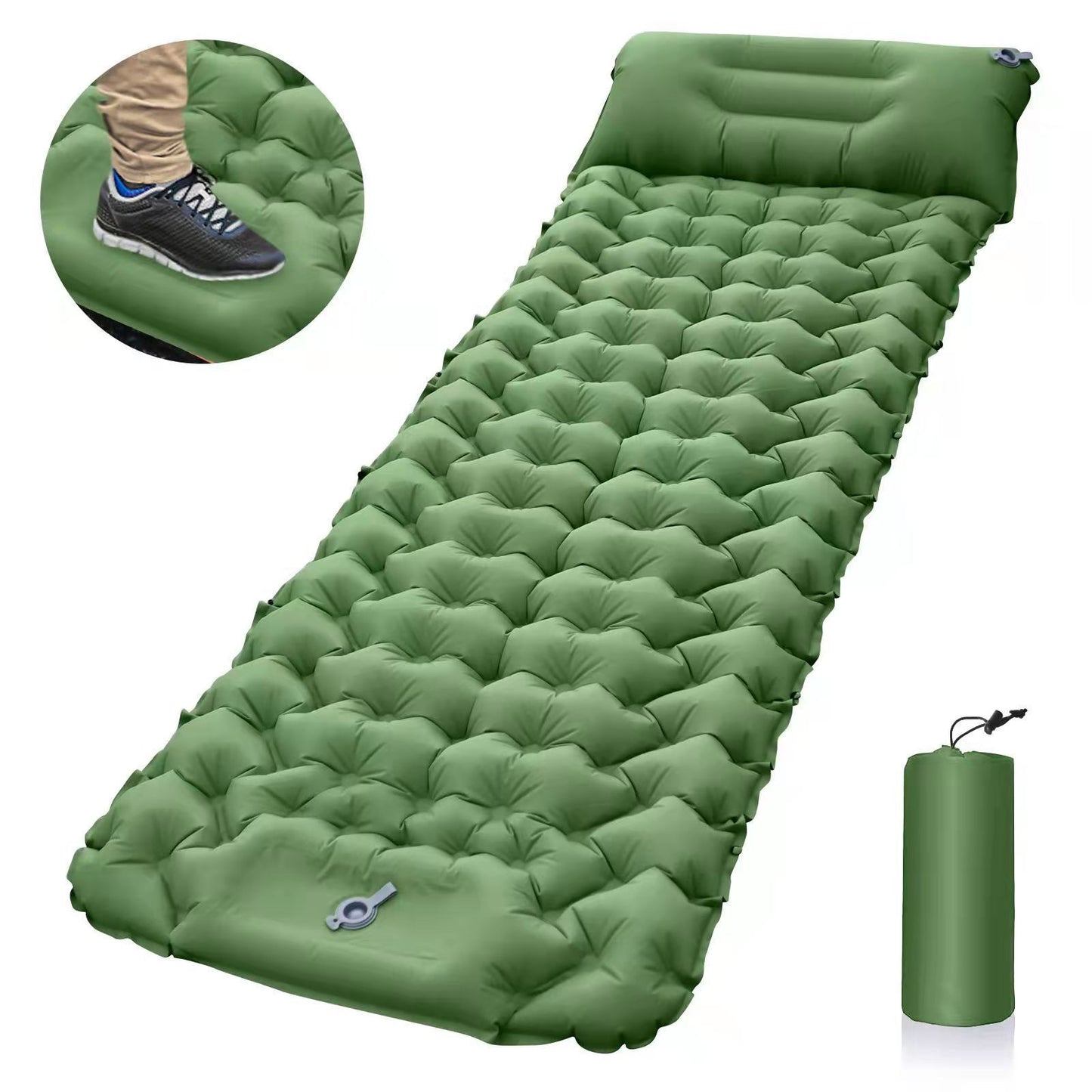 Outdoor Camping Travel Portable Inflatable Cushion Built-in Foot Inflatable