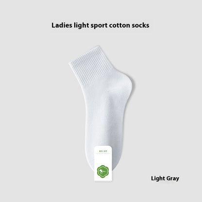 Summer Thin Women's Pure Cotton Deodorant Sweat Absorbing Sports Anti-Pilling Boneless Tube Socks