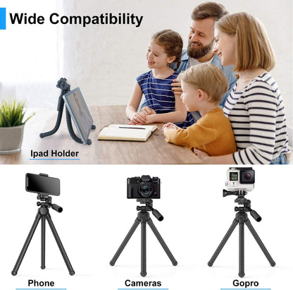 Portable And Adjustable Flexible Phone Tripods Camera Stand Holder With Wireless Remote And Universal Phone Mount