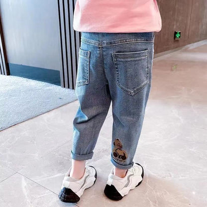 Spring And Autumn Casual Girls Jeans Fashionable Trousers