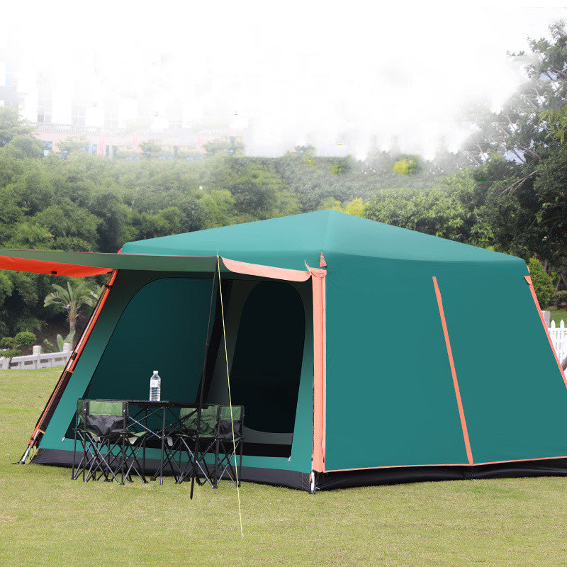 Outdoor Fully Automatic Aluminum Pole 3-4-5-8 People Double-layer Thickening Rainstorm Field Camping Big Tent