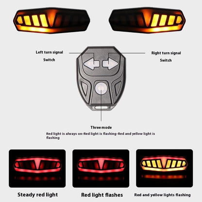 Steering Brake Induction Lamp Waterproof Remote Control Charging Highlight Warning Taillight