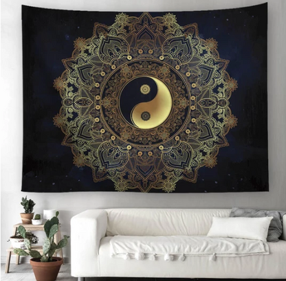 Yin yang mandala tapestry