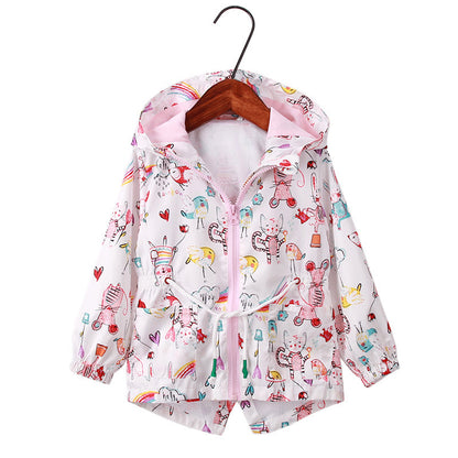 Waist Drawstring Cat And Mouse Graffiti Jacket Jacket