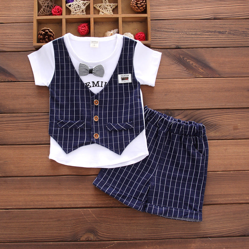 Two-piece baby boy short sleeve vest