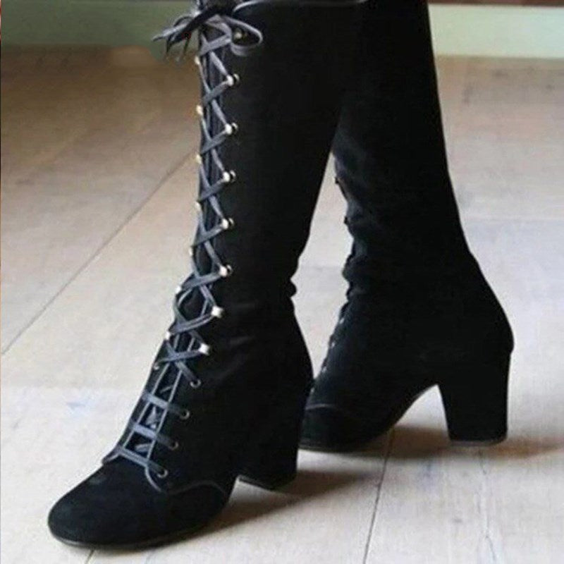 Square heel PU fashion boots suede boots