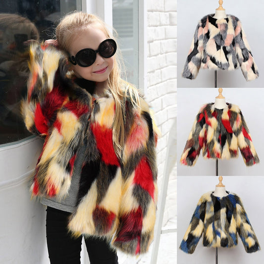 Popular fashion faux fur children's jacket