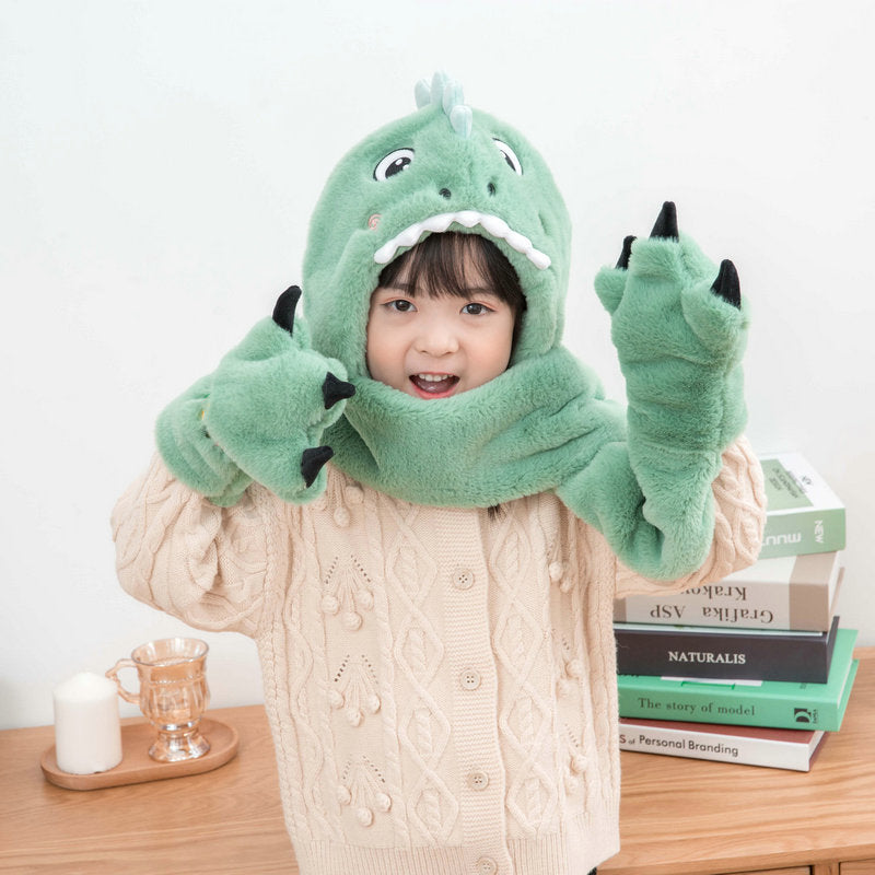 Warm Dinosaur Hat And Scarf Suit