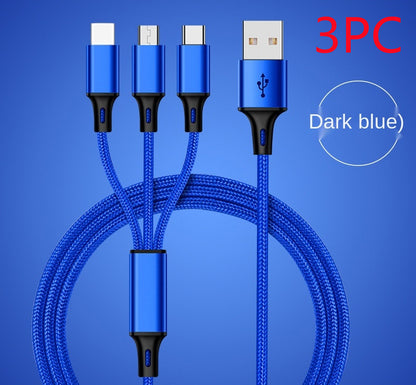 Three-head Mini Braided Three-in-one Data Cable