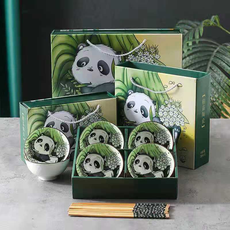 Panda Bowl Set Household Combination Tableware Gift Box