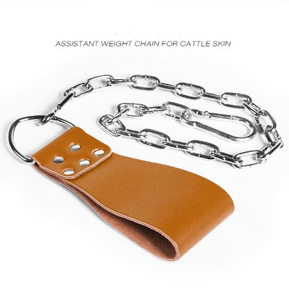 Leather Weight Lifting Belt with Chain Ring Power Training