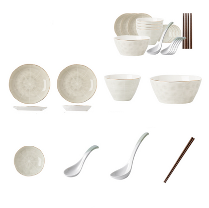 Dishes Set Nordic Phnom Penh Light Luxury Ceramic Tableware Household Modern Simple Tableware Chopsticks Big Soup Bowl Combination