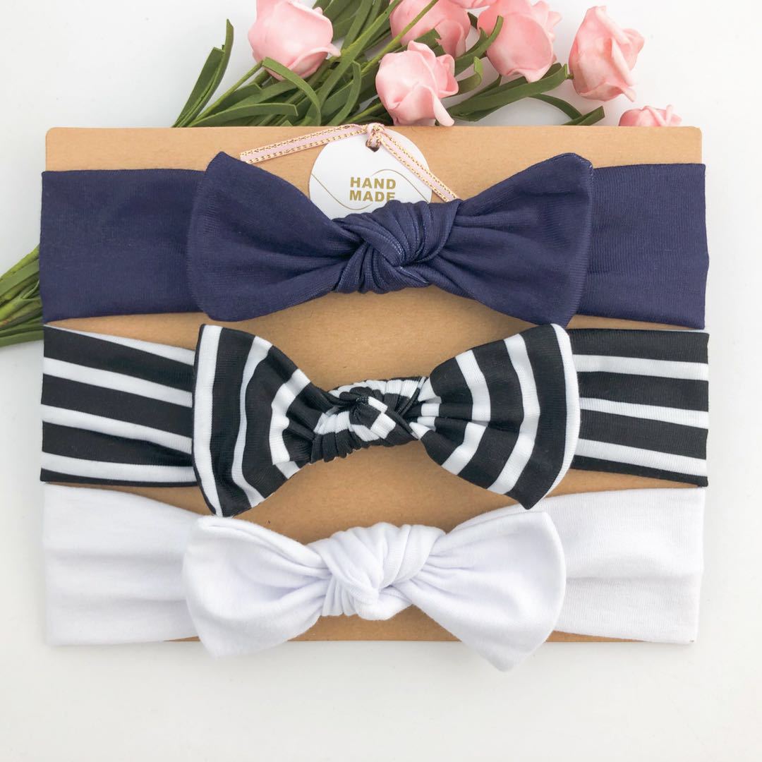 The New Three-Piece Head Rope Children's Hair Band Printed Bow Hair Band Headdress