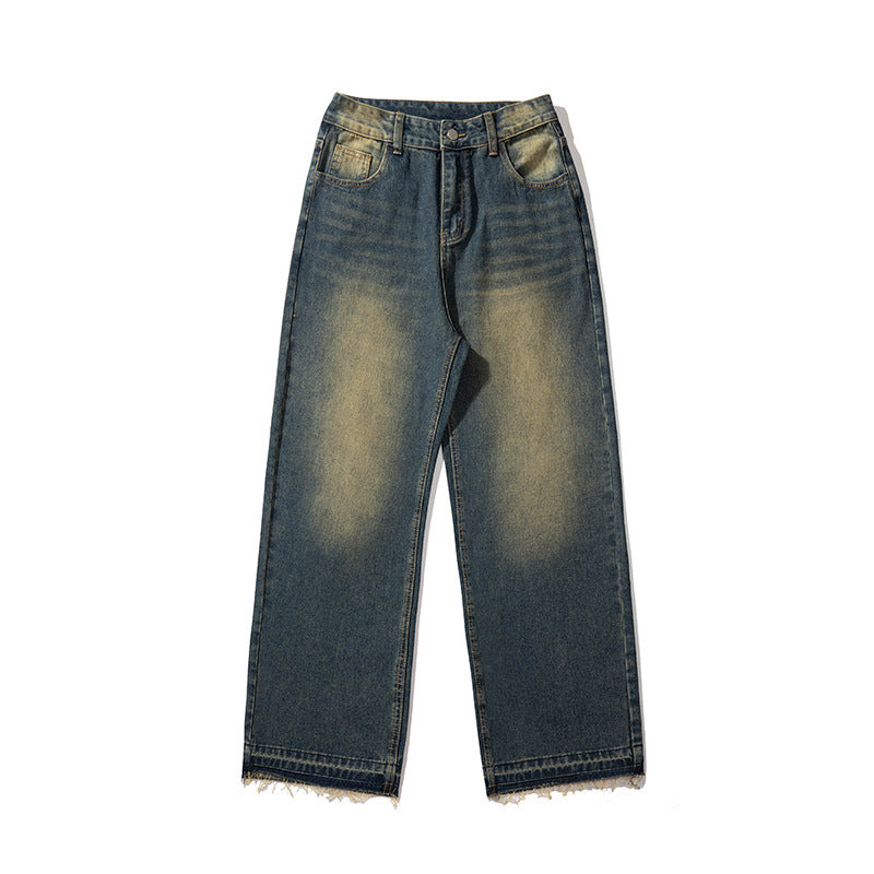 Yellow Mud Men's And Women's Loose American Retro Jeans