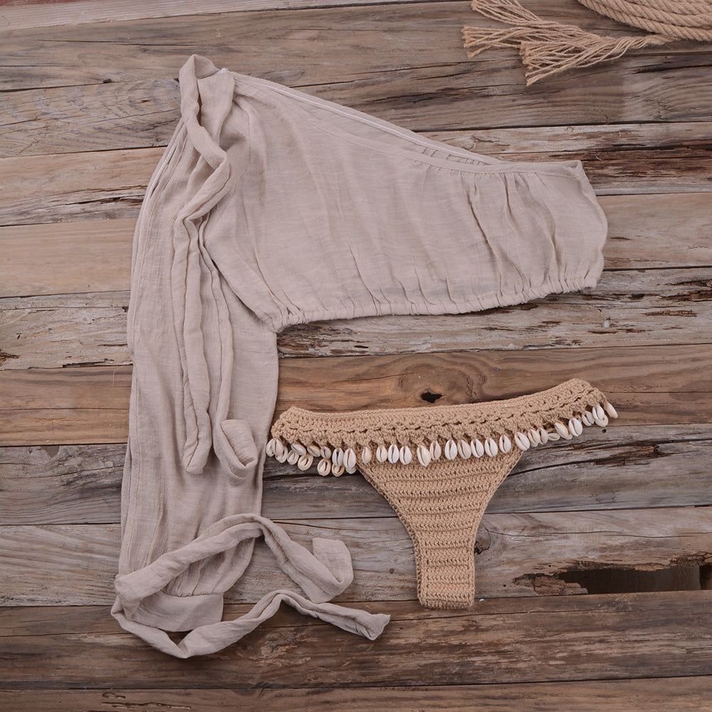 European and American beach bikini split shell suit