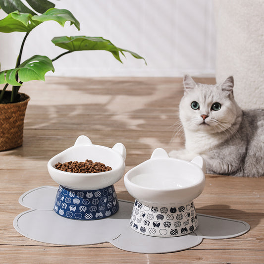 Anti-overturning High Foot Double Bowl Pet Supplies