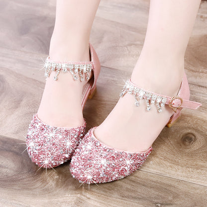 Little Girl Crystal Shoes Dress Shoes Children High Heels