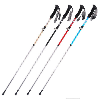 Outdoor folding trekking pole aluminum alloy 5-section outer lock and portable