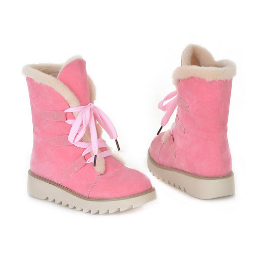 Warm Snow Boots Lace up Ankle Boots