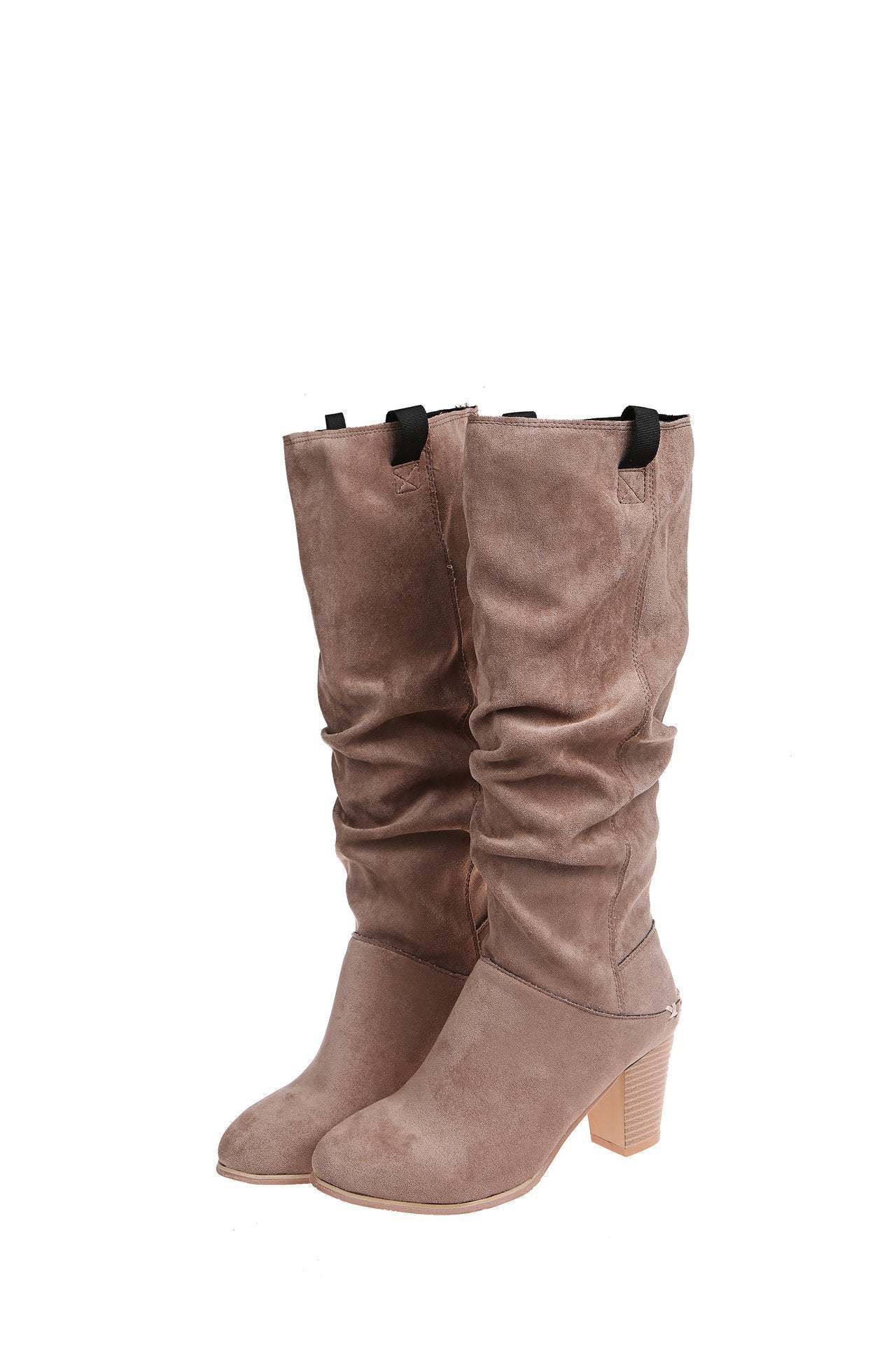 European And American Thick Heel Suede Loose High Tube