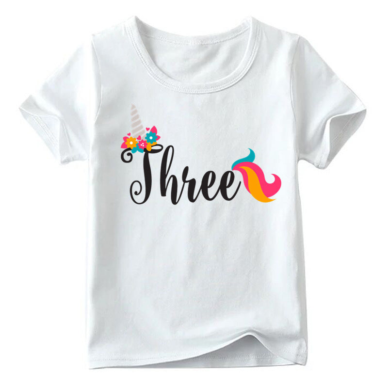 Children's Birthday Digital Printed Short-sleeved T-shirt