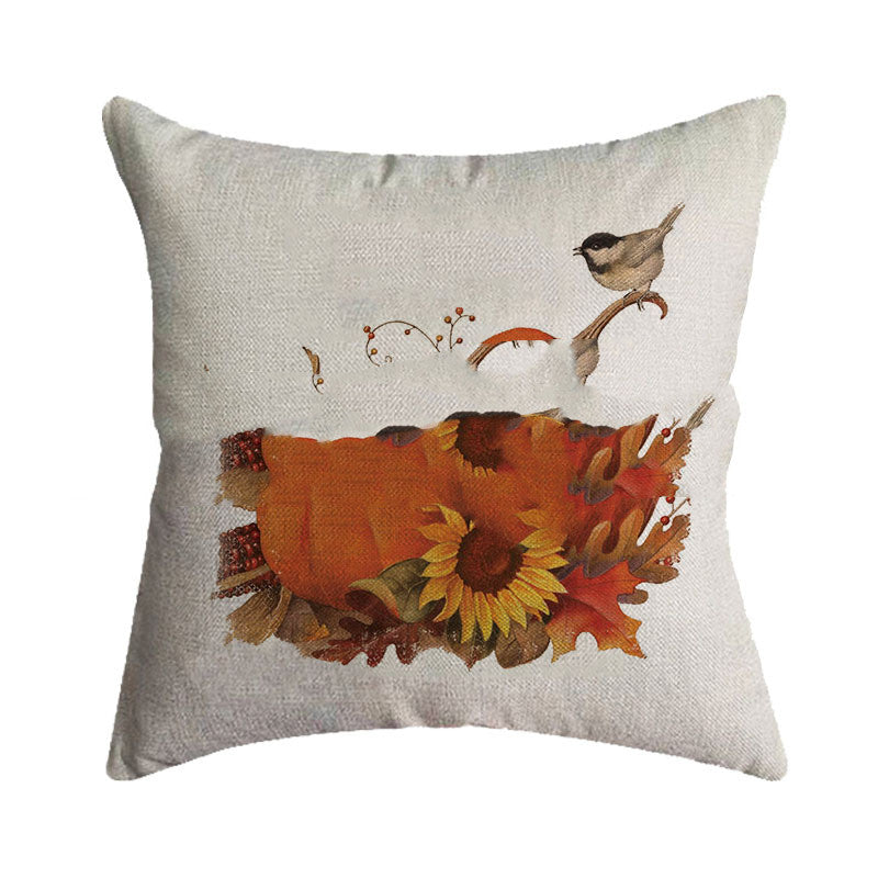 Thanksgiving Pillowcase Autumn Pumpkin Festival Printed Pillow Cushion Cover Burlap Pillowcase