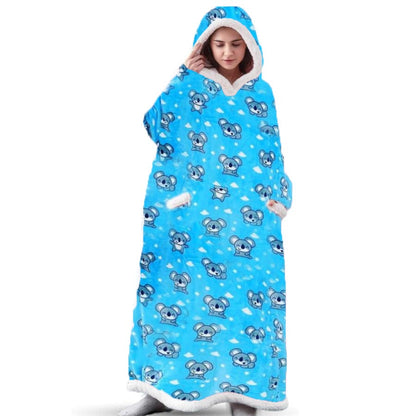 Super Long Flannel Blanket with Sleeves Winter Hoodies Sweatshirt Women Men Pullover Fleece Giant TV Blanket