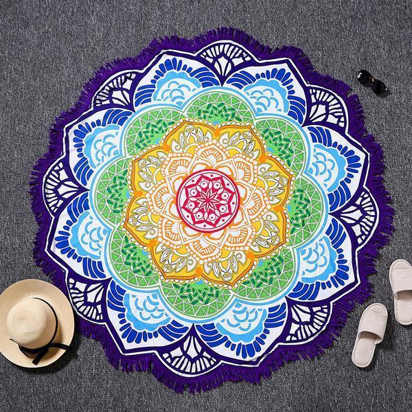 Round Printed Bath Towel Beach Towel Yoga Mat