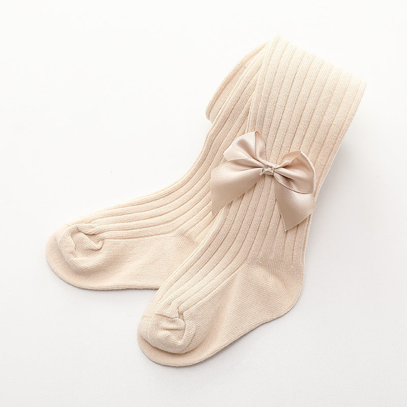 Children's socks with solid bow