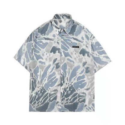 Tie-dye Short-sleeved Polo Collar Shirt