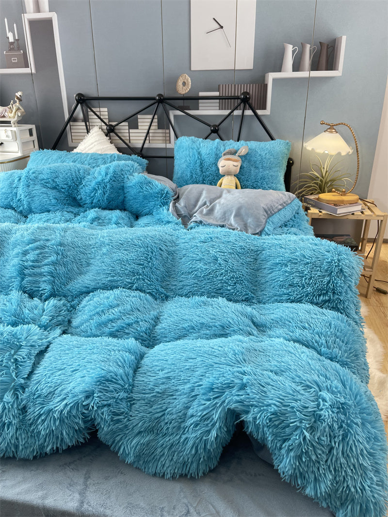 Winter Thickened Mink Velvet Bed Four Piece Set